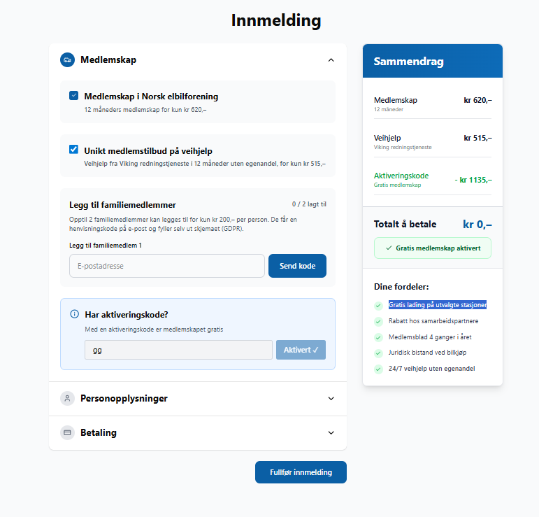 Membership sign-up — Simplified Membership flow